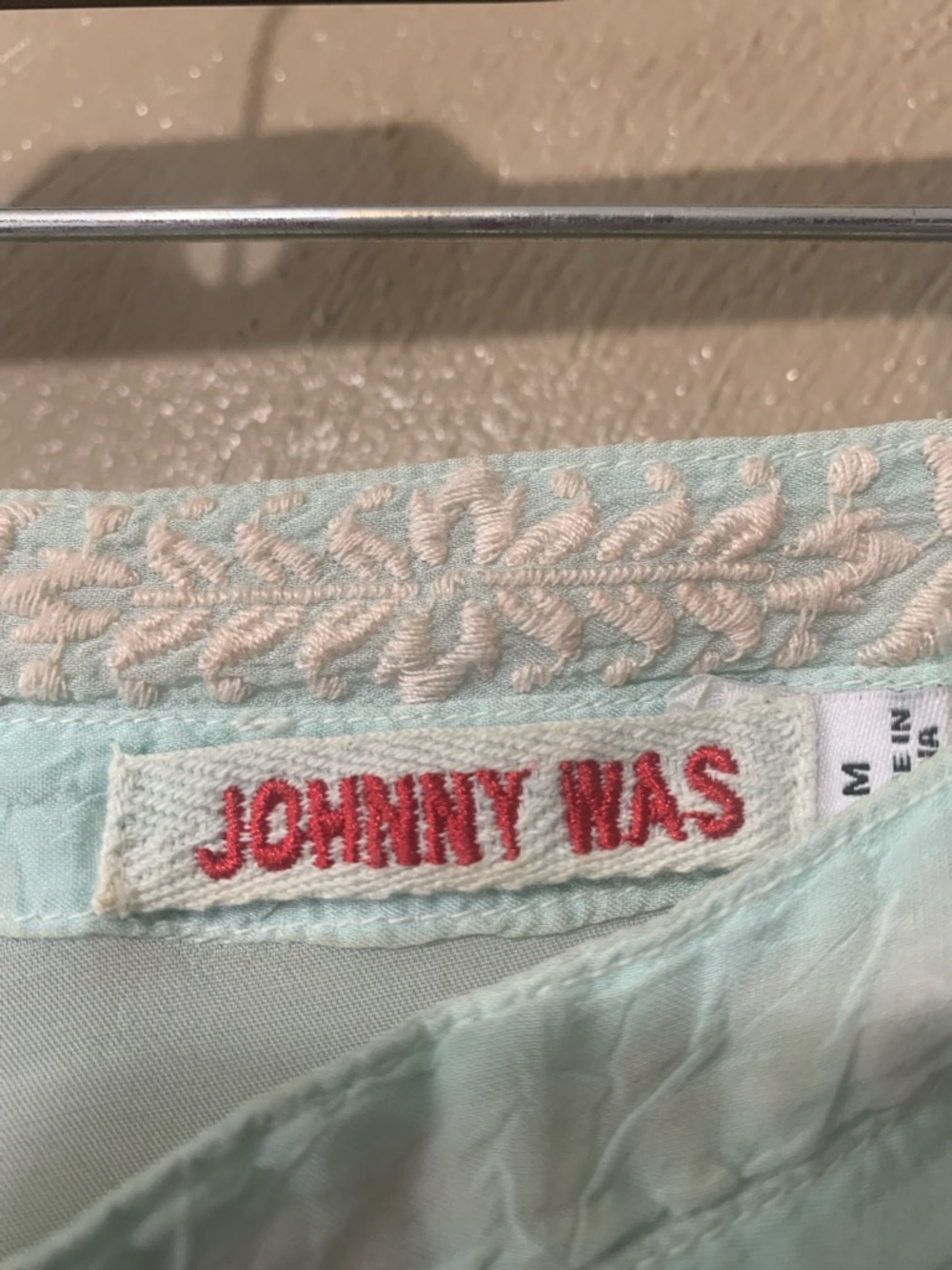 Johnny Was size M Mint Green Embroidered Collar Blouse - Picture 4 of 11